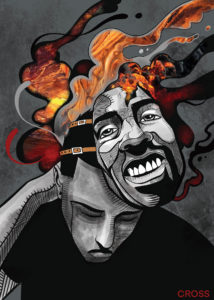 "The Mask" by Keef Cross, Acrylic on Digital Print